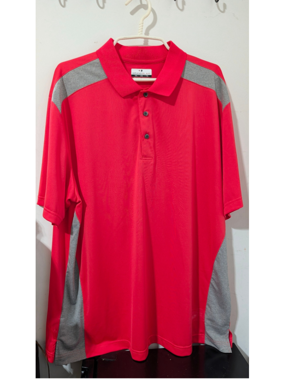 Men's Grand Slam Polo Shirt XXL Red Grey Short Sleeve